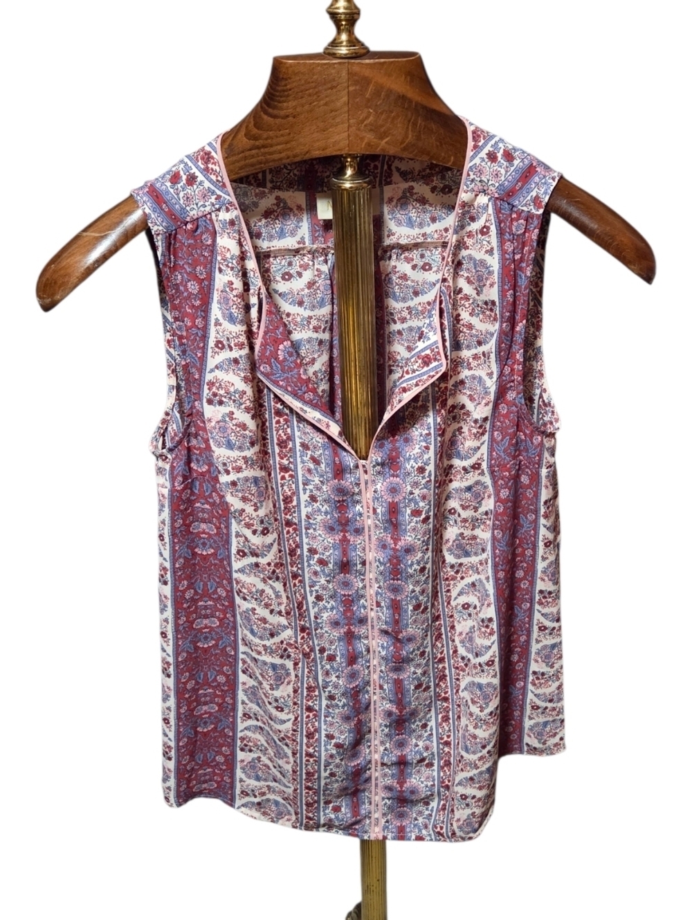 Modcloth Floral Paisley Sleeveless Colorful V Neck Shirt